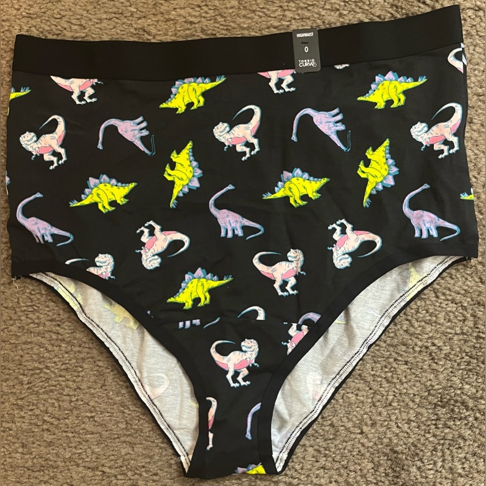 Torrid Black Underwear with Dinosaur Print NWT